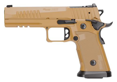 Sig Sauer 211F9GT5COY P211 GT5 Full Size 9mm Luger 21+1 5" Black Barrel, Coyote Cerakote Stainless Steel Optic Ready/Serrated Slide &  Frame w/Beavertail & Picatinny Rail, G10 Grip Panels, SIGLOC-PRO 