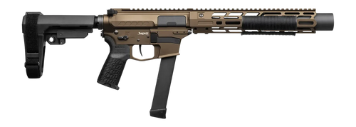 CMMG 99A6832-MB Zeroed Banshee MkGs 9mm Luger 33+1 6.50" Black Nitride Threaded Barrel, Midnight Bronze Cerakote Aluminum Receiver w/Picatinny Rail, M-LOK Handguard, Black Polymer CMMG RipBrace, CMMG 