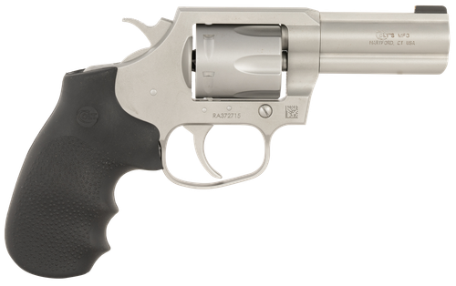 Colt Mfg KCOBRASM3BB King Cobra  Small 357 Mag 6 Shot 3" Matte Stainless Steel Barrel, Cylinder Frame, Black Hogue Overmolded Grips, Exposed Hammer                                                     