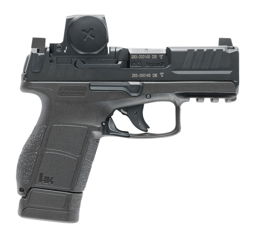 HK 81001320 VP9CC w/Optic Micro-Compact 9mm Luger 10+1 3.13" Polygonal Rifled Barrel, Black Steel Serrated Slide w/Vortex Defender CCW Red Dot, Black Polymer Frame w/Picatinny Rail, Interchangeable Ba