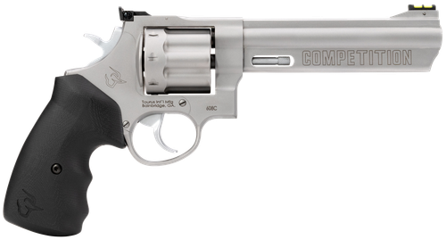Taurus 2-608069CMP 608 Competition 357 Mag/38 Special +P 8 Shot 6" Matte Stainless Steel Barrel, Cylinder & Frame, Black Finger Grooved Grip, Transfer Bar Safety, Exposed Hammer                       