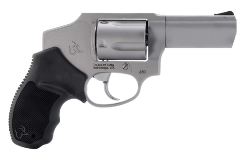 Taurus 2-650139 650  Small 357 Mag 38/Special +P 5 Shot 3"  Stainless Steel Barrel, Cylinder & Frame, Black Rubber Grip, Transfer Bar Safety, Concealed Hammer                                          