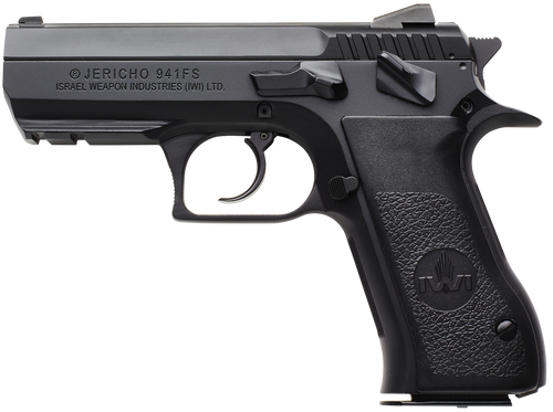 IWI US J941F910ORP Jericho 941 Full Size Frame 9mm Luger 10+1 4.40" Black Chrome Lined Steel Barrel, Black Serrated Steel Slide & Frame w/Beavertail & Picatinny Rail, Black Textured Grips             
