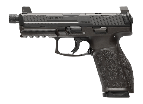 HK 81001224 VP9A1 X Tactical Full Size 9mm Luger 15+1 4.70" Black Threaded Barrel, Black Steel Serrated w/Optic Slide, Black Polymer Frame w/Picatinny Rail, Textured Grip                              