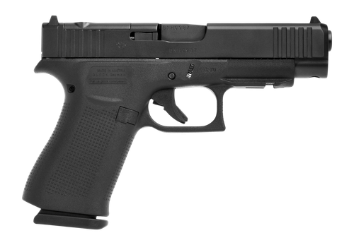 Glock PA4850203FRMOS G48 MOS Slim Compact 9mm Luger 15+1 4.17" Black GMB Barrel, Black nDLC Optic Ready/Serrated Steel Slide, Black Polymer Frame w/Beavertail & Front Rail, Black Textured Polymer Grip