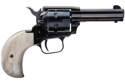 Heritage Mfg RR22MB3BHPRL Rough Rider  22 LR 22 WMR 6 Shot, 3.50" Black Steel Barrel, Black Zinc Alloy Frame, Black Cylinder, White Pearl Birdshead Grip, Hammer/Thumb Safety, Exposed Hammer           