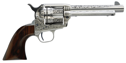 Taylors & Company 550898 1873 Cattleman 45 Colt (LC) Caliber with 5.50" Barrel, 6rd Capacity Cylinder, Overall White Photo Engraved Finish Steel & Walnut Grip                                          