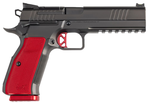 Dan Wesson 92013 DWX  9mm Luger 10+1 4.95" Black Match Grade Barrel, Black DLC Optics Ready Serrated Steel Slide, Black Aluminum Frame w/Beavertail & Picatinny Rail, Red Textured Aluminum Grip        
