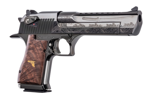 Magnum Research DE50DK1 Desert Eagle Mark XIX Dueling Katanas Limited Edition Full Size Frame 50 AE 7+1 6" Polished DLC Carbon Steel Picatinny Rail Barrel & Serrated Slide, Polished Black Nickel Carbo