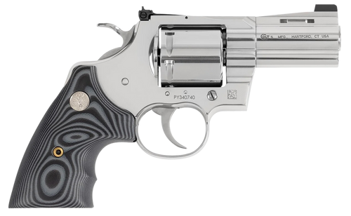 Colt Mfg PYTHONSP3NS Python Combat Elite 357 Mag/38 Special 6 Shot 3" Stainless Steel Recessed Target Crown Vent Rib Barrel, Cylinder & Frame, Black G10 Grip w/Colt Medallion, Exposed Hammer          