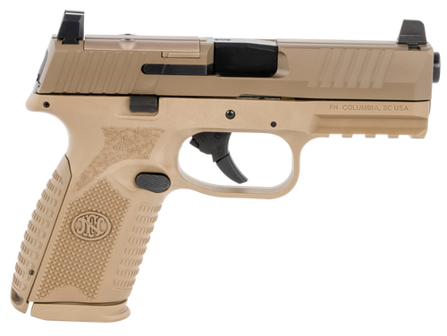 FN 66100741 509M MRD Mid-Size 9mm Luger 15+1 4" Black Recessed Crown Barrel, Flat Dark Earth PVD Optic Ready/Serrated Steel Slide, Flat Dark Earth Polymer Frame w/Picatinny Rail, Ambidextrous         