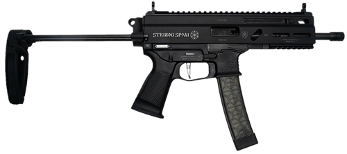 Grand Power 850003223131 SP9A1 Stribog 9mm Luger 30+1 8" Black Threaded Barrel, M-LOK Handguard, Black Aluminum Picatinny Rail Receiver, Black PDW Tailhook Brace, Black Polymer Grip, Thread Protector 