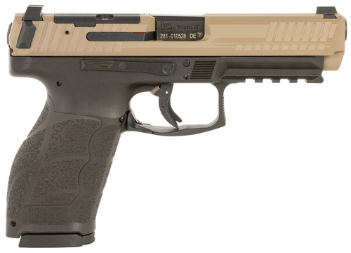 HK 81001197 VP9A1  Full Size Frame 9mm Luger 10+1 4.53" Barrel, Flat Dark Earth Steel Optic Ready/Serrated Slide, Brown Polymer Frame w/Picatinny Rail, Interchangeable Backstrap Grip, Ambidextrous    