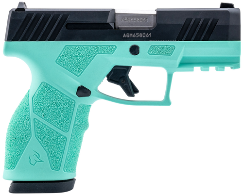 Taurus 1-GX2931C GX2  9mm Luger 13+1 3.37" Matte Stainless Steel Barrel, Matte Black Serrated Stainless Steel Slide, Cyan Polymer Frame w/Picatinny Rail, Polymer Grip                                  