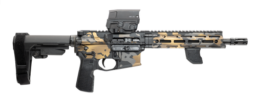Cnc Firearms CNCDDMCG Daniel Defense DDM4 V7P Sports South Exclusive 5.56 NATO 30+1 10.30" Black Phosphate Threaded Barrel, Gold Multicam Aluminum Receiver w/Picatinny Rail, SBA3 Pistol Stabilizing Br