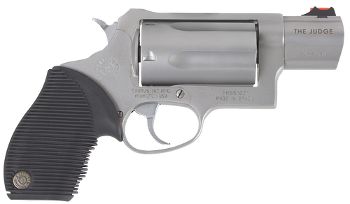 Taurus 2441039TC Judge Public Defender Small Frame 45 Colt (Long Colt)/ 410 Bore 5rd 2" Matte Stainless Steel Barrel, Cylinder & Frame, Black Ribber Grip, Transfer Bar Safety, Exposed Hammer          