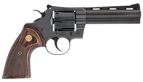 Colt Mfg PYTHONBP5WTS Python  357 Mag38 Special 6 Shot 5" Blued Carbon Steel Vent Rib Barrel, Cylinder & Frame, Wood Grip, Exposed Hammer                                                               