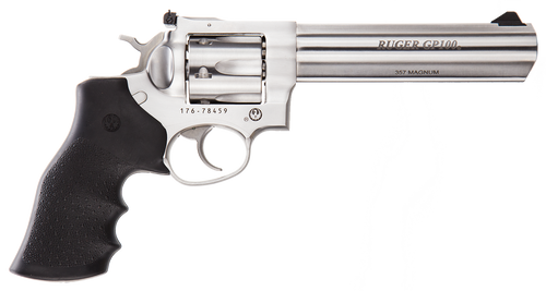 Ruger 1707 GP100  Medium Frame 357 Mag 6rd 6" Satin Stainless Steel Barrel, Cylinder & Frame, Hogue Monogrip, Transfer Bar Safety, Exposed Hammer                                                       