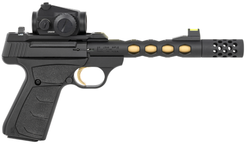 Browning 051582490 Buck Mark Vision SR 22 LR 10+1 5.90" Black Anodized/Gold Cerakote Ported Threaded Barrel, Matte Black Serrated Slide & Aluminum Frame,  Vortex Crossfire Red Dot                     