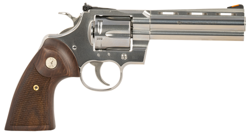 Colt Mfg PYTHONSP5WTS Python  357 Mag/38 Special 6 Shot 5" Stainless Recessed Target/Vent Rib Barrel, Stainless Cylinder & Frame, Walnut w/Colt Medallion Grip                                          