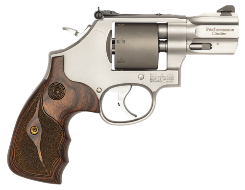 Smith & Wesson 10227 Performance Center Model 986 9mm Luger 7rd 2.50" Stainless Steel Barrel with Recessed Crown, Unfluted Cylinder, Stainless Steel Frame with Custom Wood Grip Includes Moon Clips    