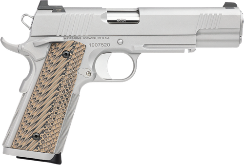 Dan Wesson 01802 Specialist  45 ACP 8+1 5" Stainless Steel Barrel, Bead Blasted Serrated Stainless Steel Slide, Frame w/Beavertail & Picatinny Rail, Black/Brown G10 Grip, Ambidextrous                 