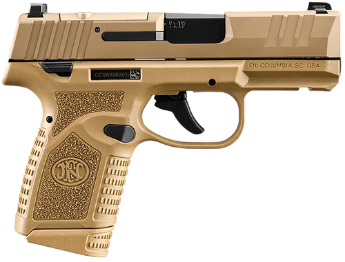 FN 66101419 Reflex MRD 9mm Luger 15+1 11+1 3.30" Micro-Compact Frame Flat Dark Earth PVD Optic Ready/Serrated Steel Slide  w/Picatinny Rail Stippled Grip Ambidextrous                                  