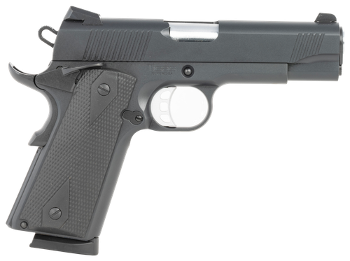 Tisas Arms 10100121 1911  Carry 9mm Luger 9+1 4.25" Black Cerakote Carbon Steel Serrated Slide & Frame w/Beavertail, Black Rubber Grip                                                                  