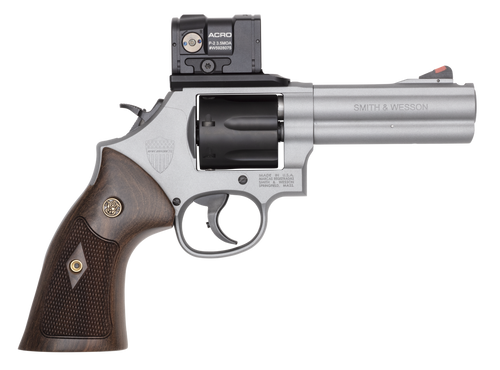 Smith & Wesson 14635 Model 686 SPEC R Bundle 357 Mag/38 Special +P 7 Shot, 4.13" Titanium Cerakote PowerPort Stainless Steel Vented Barrel & Frame, Black PVD Cylinder, Checkered Wood Grip, Aimpoint Ac