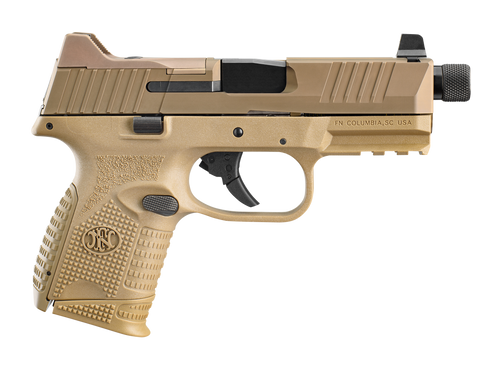 FN 66100780 509C Tactical Compact Frame 9mm Luger 12+1/24+1, 4.32" Black Steel Threaded Barrel, Flat Dark Earth Optic Cut/Serrated Steel Slide & Polymer Frame w/Picatinny Rail, Ambidextrous           