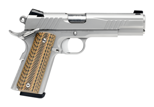 Savage Arms 67202 1911 Government 45 ACP 8+1 5" Stainless Steel Target Crown Barrel, Stainless Steel Serrated Slide, Matte Stainless Steel Frame w/Beavertail, Ambidextrous                             