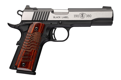 Browning 051122492 1911 Black Label Medallion Pro 250 Full Size 380 ACP 10+1 4.25" Matte Stainless Barrel, Blackened w/Silver Polished Flats Stainless Steel Serrated Slide, Matte Black Polymer Frame w