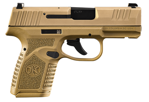 FN 66101413 Reflex  Micro-Compact Frame 9mm Luger 10+1, 3.30" Black Target Crown Steel Barrel, Flat Dark Earth PVD Serrated Steel Slide, Flat Dark Earth Polymer Frame w/Picatinny Rail, Ambidextrous   