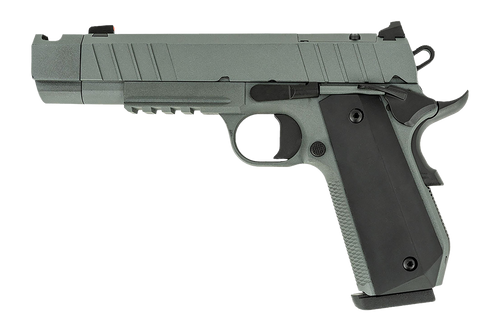 Tisas Arms 10100134 1911 Night Stalker Carry 10mm Auto 8+1 4.25" Black Bull Barrel, Gray Cerakote Carbon Steel Serrated Slide, Gray Cerakote Carbon Steel Frame w/Beavertail & Picatinny Rail, Black Rub
