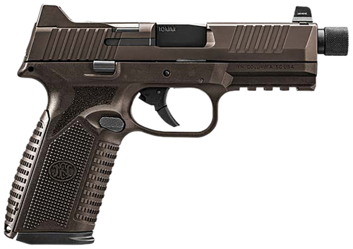 FN 66-101953 510 Tactical 10mm 22+1 4.71" Black Steel Threaded Barrel, Bronze PVD Optic Cut/Serrated Stainless Steel Slide & Polymer Frame w/Picatinny Rail, Interchangeable Backstrap Grip             