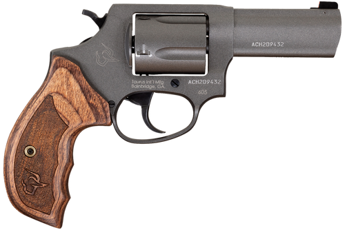 Taurus 2-6053CNS 605 Defender Small 357 Mag/38 Special +P 5 Shot 3" Tungsten Gray Cerakote Stainless Steel Barrel, Cylinder & Frame, Altamont Wood Grip, Transfer Bar Safety, Exposed Hammer            