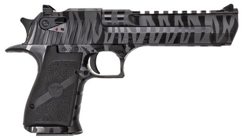 Magnum Research DE50BTS Desert Eagle Mark XIX 50 AE 6" 7+1 Black Carbon Steel with Tiger Stripes Frame & Slide Black Polymer Grip                                                                       