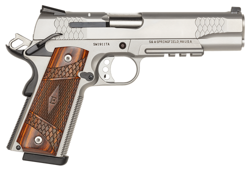 Smith & Wesson 108411 1911 E-Series 45 ACP  5" Barrel 8+1, Satin Stainless Steel Frame & Slide, Laminate Wood E Series Grip, Tactical Accessory Rail, Manual Grip & Thumb Safety                        