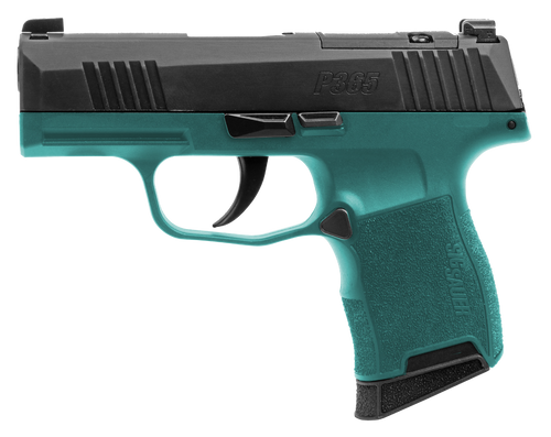 Sig Sauer 365-9-BXR3-BB P365 Bama Breeze 9mm Luger 10+1 3.10" Black DLC Barrel, Black Nitron Stainless Steel Optic Ready/Serrated Slide, Teal Cerakote Stainless Steel Frame w/Accessory Rail, Polymer G