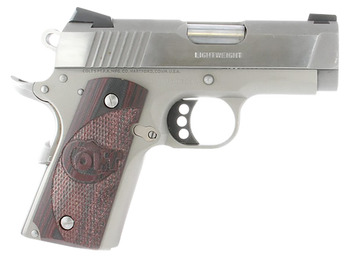 Colt Mfg O7000XE Defender  Compact 45 ACP 7+1 3" Steel Barrel, Stainless Serrated Slide, Matte Stainless Aluminum Frame w/Beavertail, Black Cherry Tactical G10 Grips, Ambidextrous                     