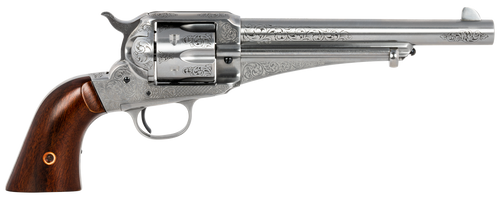 Taylors & Company 550389 1875 Army Outlaw 45 Colt (LC) Caliber with 7.50" Barrel, 6rd Capacity Cylinder, Overall White Engraved Finish Steel & Walnut Grip                                              