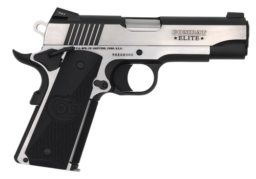 Colt Mfg O4080CE Combat Elite Commander 45 ACP 8+1 4.25" Stainless Steel Barrel, Two-Tone Serrated Stainless Steel Slide & Frame w/Beavertail, Black Scalloped G10 Grip, Ambidextrous                   