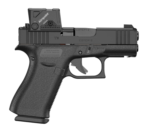 Glock PX4350B03FRMOS8A4 G43X MOS8 w/Aimpoint 9mm Luger 15+1 3.41" Black GMB Barrel, Black Steel Serrated w/Optic Slide, Black Polymer Frame w/Accessory Rail, Aimpoint COA 3.5 MOA Red Dot, Ambidextrous
