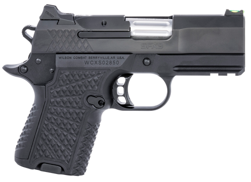 Wilson Combat SFX8SCR3 SFX9 Sub-Compact 9mm Luger 10+1 15+1 3.25" Stainless Steel Barrel, Black DLC Serrated Stainless Steel Slide, Black Aluminum Frame w/Beavertail & Picatinny Rail, Black G10 Grip  