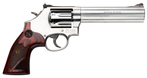 Smith & Wesson 150712 Model 686 Plus Deluxe 357 Mag or 38 S&W Spl +P Stainless Steel 6" Barrel, 7rd Cylinder, Satin Stainless Steel L-Frame, Textured Wood Grip, Internal Lock                          