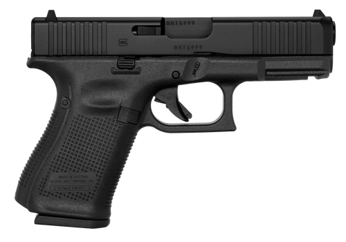 Glock PA195S201 G19 Gen5 Compact 9mm Luger 10+1 4.02" Black GMB Barrel, Black nDLC Serrated Slide, Black Polymer Frame w/Picatinny Rail, Black Textured w/Interchangeable Backstrap Grip, Ambidextrous  