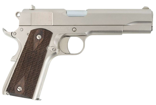 Tisas Arms 10100562 1911 A1 Stakeout 9mm Luger 38 Super 5" Stainless Steel Barrel, Nickel Carbon Steel Serrated Slide & Frame w/Beavertail, Walnut Grip                                                 