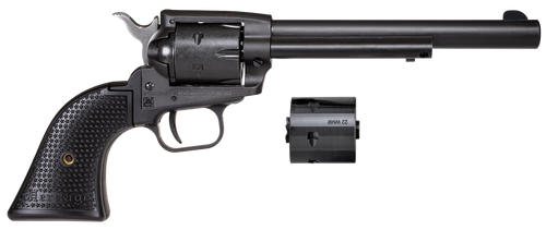 Heritage Mfg SRR22MBS6PG Rough Rider  22 LR/22 WMR 6 Shot/ 6.50" Black Satin Steel Barrel, Frame & Cylinder, Black Polymer Grip, Hammer/Thumb Safety, Exposed Hammer                                    