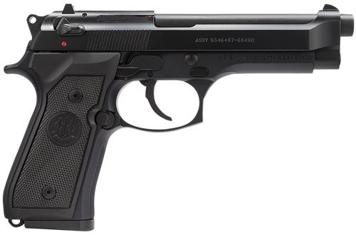 Beretta USA J92M9A0 M9  Full Size Frame 9mm Luger 10+1, 4.90" Steel Barrel, Black Bruniton Serrated Steel Slide & Aluminum Frame w/Beavertail, Ambidextrous                                             