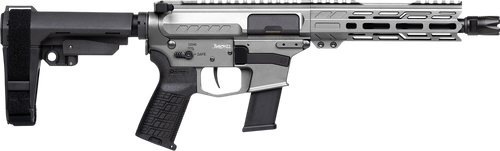 CMMG 45A890FTNG Banshee FE MkG 45 ACP 13+1 8" Black Nitride Threaded Barrel, M-LOK Handguard, Titanium Cerakote Aluminum Receiver w/Picatinny Rail, Black Polymer CMMG RipBrace, CMMG Zeroed Grip       